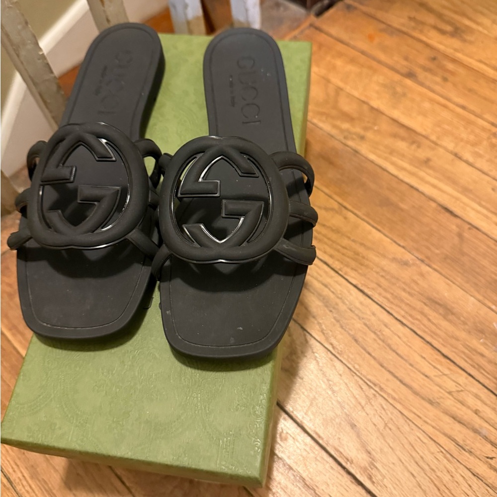 Gucci Black Logo Slide Sandals